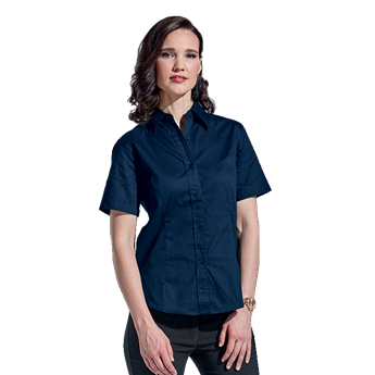Ladies Brushed Cotton Twill Blouse Short Sleeve , LL-TWILL