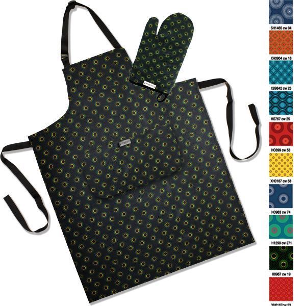 Shweshwe Oven Mitt And Apron Set With FC Tag, KITCH011