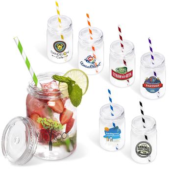 Heisond 500ml Glass Drinking Jar With Matching Straw for sale from