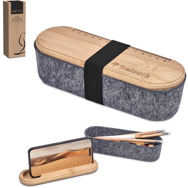 Okiyo Byoga Recycled PET Felt & Bamboo Stationery Case, ST-OK-121-B