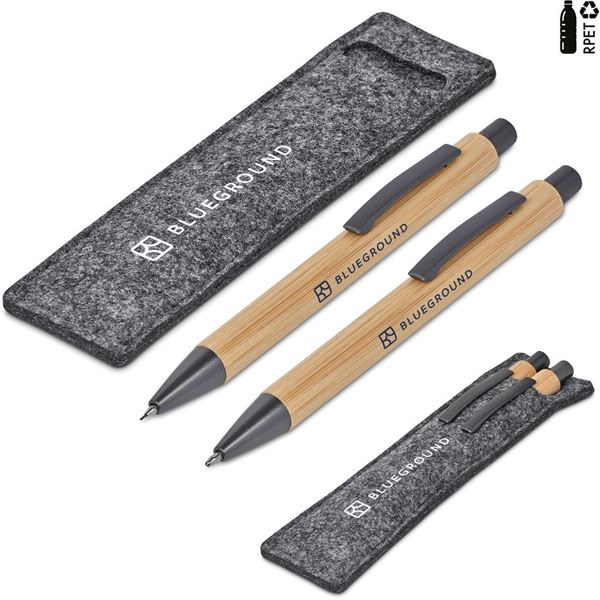 Okiyo Jona Bamboo Ball Pen & Pencil Set, GF-OK-1222-B