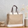 Okiyo Reza Jute & Cotton Tote with Leather Handles, BG-OK-481-B