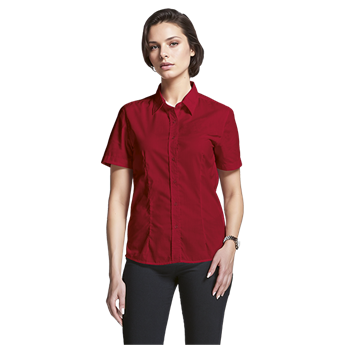 Basic Poly Cotton Blouse Short Sleeve Ladies, LL-PLA