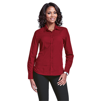 Basic Poly Cotton Blouse Long Sleeve Ladies, LLL-PLA