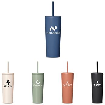 Kooshty Concorde Stainless Steel & Plastic Double-Wall Tumbler & Straw - 720ml, DR-KS-294-B