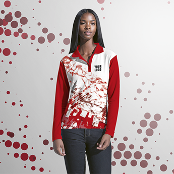Ladies Long Sleeve Golf Shirt Custom Design, SUB-LG2-DESCUS